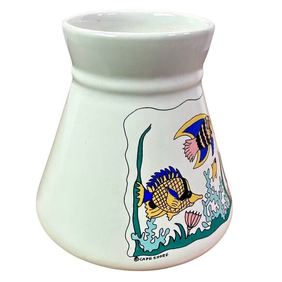 3/$20 Cape Shore Ceramic No-Slip White Travel Coffee Mug With Handle Fish Ocean - Picture 4 of 10